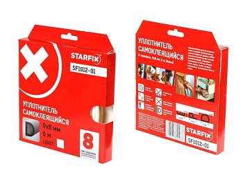 Уплотнитель "D" белый  9х8мм 6м (сдвоенный профиль 2х3м) STARFIX