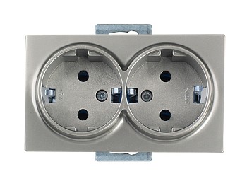 Розетка 2-ая (скрытая, с/з, керамика) титан, DARIA, MUTLUSAN