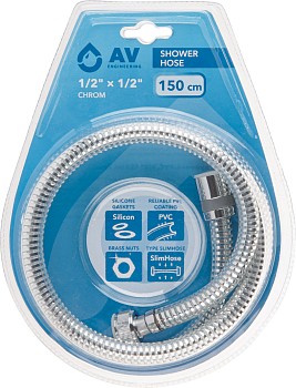 Шланг душевой PVC, 1/2" г-г 150 см, хром, AV Engineering