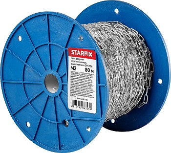 Цепь сварная короткозвенная, оцинк. М2 DIN 766 (бухта 80 м) STARFIX