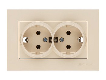 Розетка 2-ая (скрытая, с/з, керамика) кремовая, RITA, MUTLUSAN