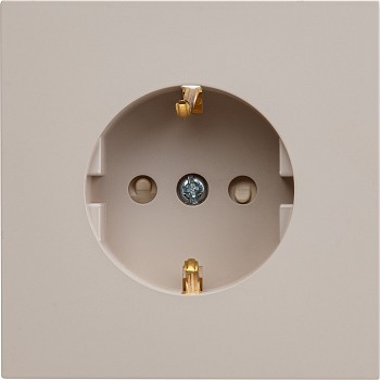 Розетка 1-ая (скрытая, с/з, з/ш) песочная, Carre, BYLECTRICA