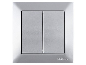 Выключатель 2-клав. (скрытый, винт. зажим) серебро, DARIA, MUTLUSAN