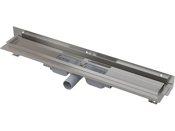 Водоотводящий желоб с порогами для перф. решетки и регул. воротником к стене, APZ104-950, Alcaplast