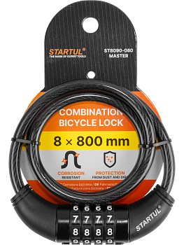Замок велосипедный кодовый 8х800мм STARTUL MASTER (ST8090-080)