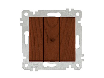 Выключатель 3-клав. (скрытый, без рамки, винт. зажим) орех, RITA, MUTLUSAN