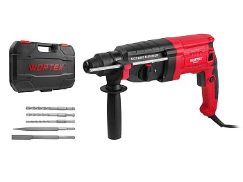 Перфоратор WORTEX RH 2831 в чем. + (2 зубила, 3 сверла) 850 Вт, 3.0 Дж, 3 реж., SDS-plus, Vario-Lock