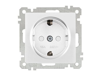 Розетка 1-ая (скрытая, с/з, шторки) белая, ELITRA, MUTLUSAN