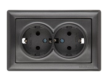 Розетка 2-ая (скрытая, с/з) дымчатая, DARIA, MUTLUSAN