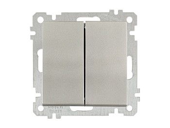 Выключатель 2-клав. (скрытый, без рамки, винт. зажим) титан, DARIA, MUTLUSAN