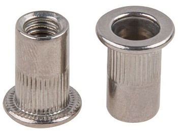 Заклепка резьбовая М6 нерж.сталь (А2), цилиндрический бортик (250 шт в карт. уп.)