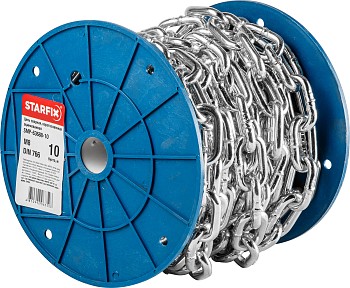 Цепь сварная короткозвенная, оцинк. М8 DIN 766 (бухта 10 м) STARFIX
