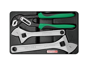 Набор-сет плоскогубцы перест., ключ разводн. 3предм. TOPTUL