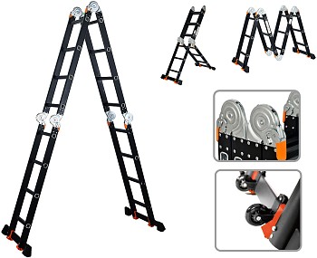 Лестница алюм. многофункц.4х4 ступ.(стрем.-229см,лестн.-465см) 13,8кг BLACK LINE STARTUL (ST9930-04)