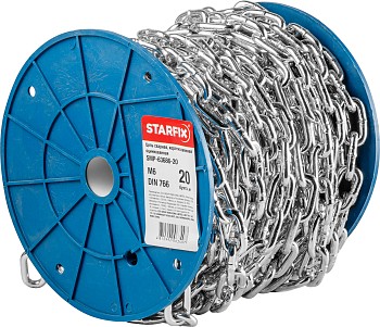 Цепь сварная короткозвенная, оцинк. М6 DIN 766 (бухта 20 м) STARFIX