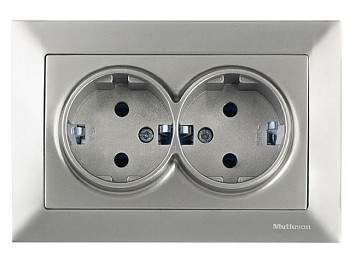 Розетка 2-ая (скрытая, с/з) титан, DARIA, MUTLUSAN