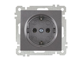 Розетка 1-ая (скрытая, с/з) дымчатая, ELITRA, MUTLUSAN