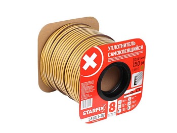 Уплотнитель "E" коричневый 10х4мм 150м (сдвоенный профиль 2х75м) STARFIX