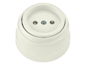 Розетка 1-ая (открытая, б/з, з/ш) бежевая, Ретро, BYLECTRICA