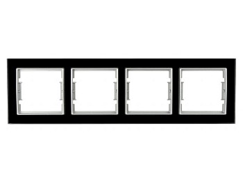 Рамка 4-ая горизонтальная черное стекло ELITRA, MUTLUSAN