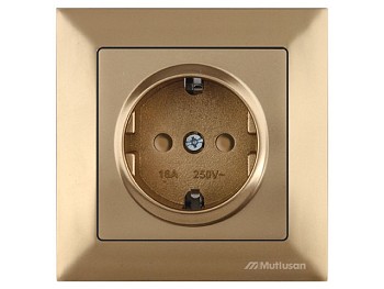 Розетка 1-ая (скрытая, с/з, шторки) золото, DARIA, MUTLUSAN