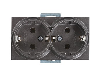 Розетка 2-ая (скрытая,с/з, керамика) дымчатая, RITA, MUTLUSAN