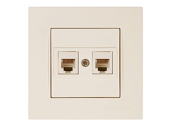 Розетка телефонная 2хRJ12 (скрытая) кремовая, RITA, MUTLUSAN