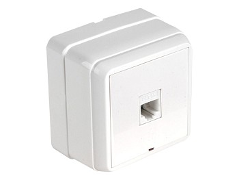 Розетка компьютерная 1хRJ45 (Cat5e, открытая) белая, BRON, MUTLUSAN