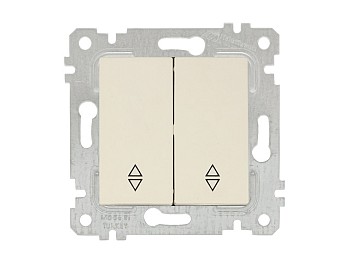 Выключатель проходной 2-клав. (скрытый, без рамки, винт. зажим) кремовый, RITA, MUTLUSAN