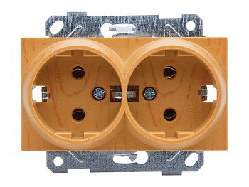 Розетка 2-ая (скрытая,с/з, керамика) дуб, RITA, MUTLUSAN