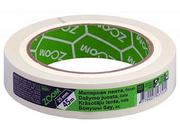 Лента малярная 25ммх45м ZOOM, белая