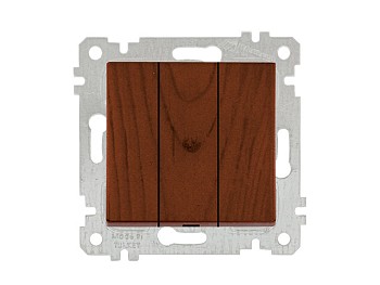 Выключатель 3-клав. (скрытый, без рамки, пруж. зажим) орех, RITA, MUTLUSAN