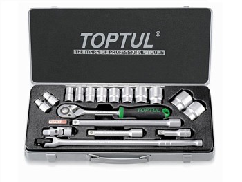 Набор головок 1/2" 10-32мм 18предм. 6гр. метал.кейс TOPTUL