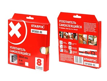 Уплотнитель "E" белый 10х4мм 6м (сдвоенный профиль 2х3м) STARFIX