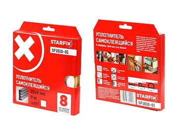 Уплотнитель "E" белый 10х4мм 6м (сдвоенный профиль 2х3м) STARFIX