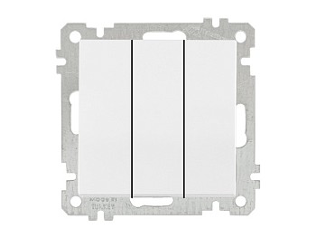 Выключатель 3-клав. (скрытый, без рамки, пруж. зажим) белый, DARIA, MUTLUSAN