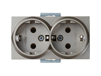 Розетка 2-ая (скрытая, с/з) титан, RITA, MUTLUSAN
