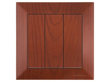 Выключатель 3-клав. (скрытый, винт. зажим) вишня, DARIA, MUTLUSAN