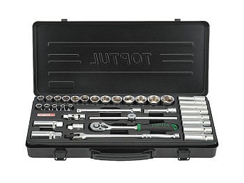 Набор головок 3/8" 6-24мм 35предм. 6гр. метал.кейс TOPTUL