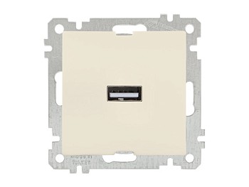 Розетка 1-ая USB (скрытая, без рамки) кремовая, DARIA, MUTLUSAN