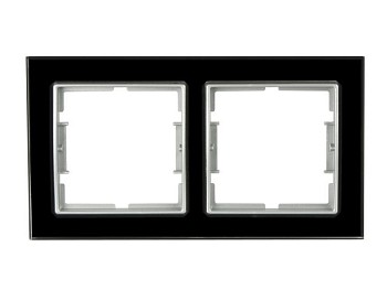 Рамка 2-ая горизонтальная черное стекло ELITRA, MUTLUSAN