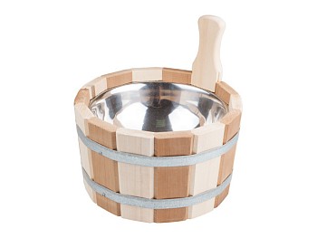 Шайка 3,5л  с нержавеющей вставкой "Zebra" термо, ТМ "Бацькина баня"