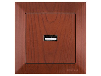 Розетка 1-ая USB (скрытая) вишня, DARIA, MUTLUSAN