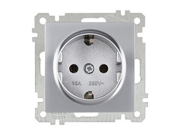 Розетка 1-ая (скрытая, с/з) серебро, ELITRA, MUTLUSAN