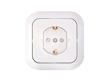 Розетка 1-ая (скрытая, с/з, со шторками) белая, Гармония, Bylectrica