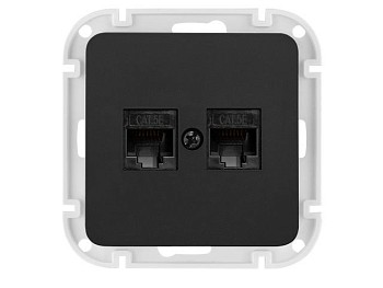 Розетка 2-ая компьютерная (скрытая) карбон Astrum, BYLECTRICA