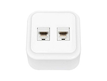 Розетка 2-ая компьютерная (открытая) белая, Пралеска, Byletrica