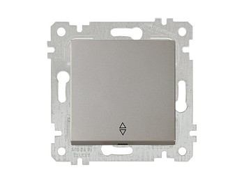 Выключатель проходной 1-клав. (скрытый, без рамки, пруж. зажим) титан, RITA, MUTLUSAN