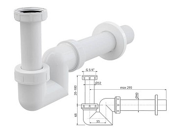 Сифон для умывальника и биде DN40 пластик, Alcaplast
