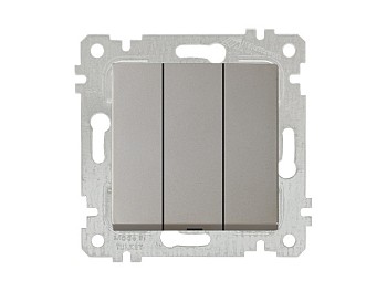 Выключатель 3-клав. (скрытый, без рамки, винт. зажим) титан, RITA, MUTLUSAN